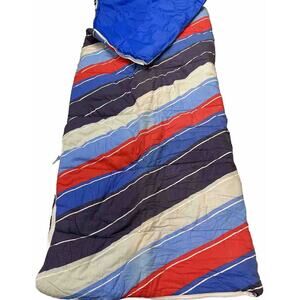 Vintage Espirit Sleeping Bag~ Blue, Red White and Light Grey Striped 80’s 90’s